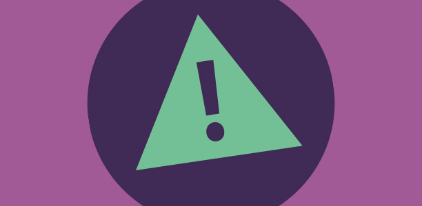 Exclamation warning symbol on a green background