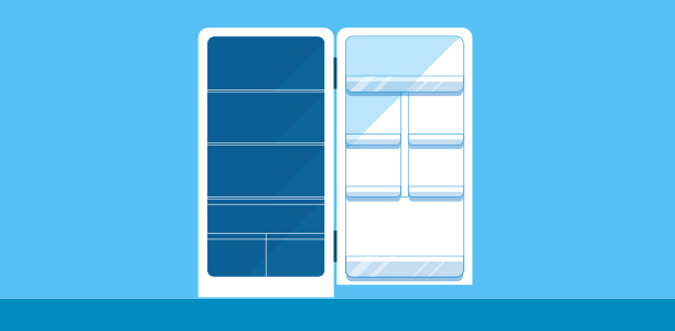 Empty fridge with the door open