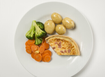picture of a quiche with potatoes and vegetables