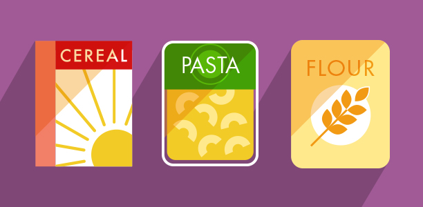 food packaging for cereal, pasta and flour