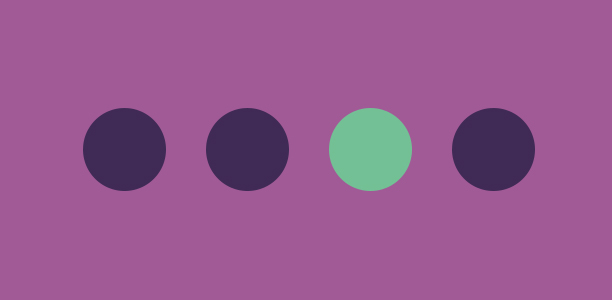 Three purple circles and one green circle to represent different foods