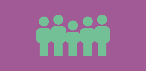 Five green figures to represent a family