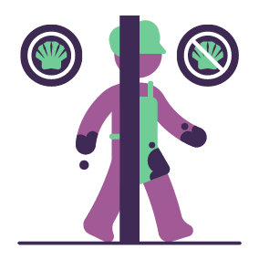 Illustration of a person walking from an area with allergens to an allergen-free area, causing cross-contamination.