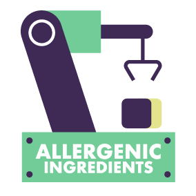 Illustration showing machinery labelled with 'Allergenic ingredients'