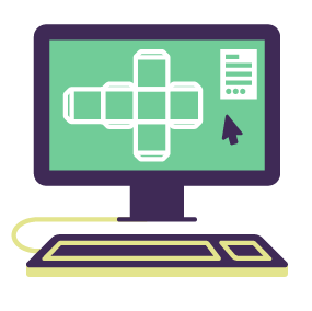 Illustration of packaging being designed on a computer