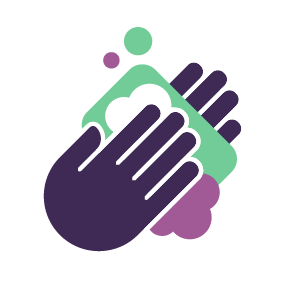 Illustration of a pair of hands being washed with soap and water