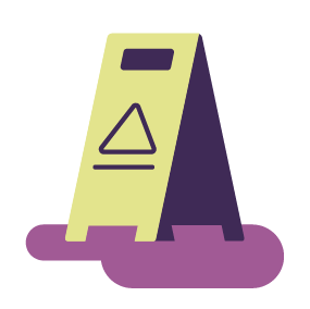 Illustration of a warning sign advising of a floor spillage