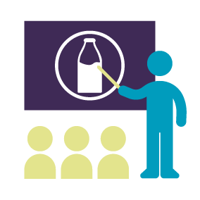 Illustration showing a person teaching an audience about allergens