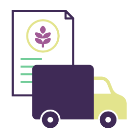 Illustration of a delivery van and an allergens list
