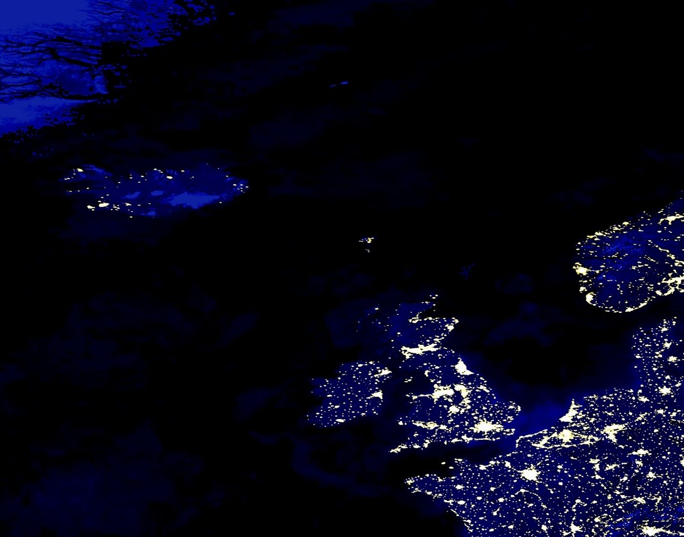 Satellite picture of the United Kingdom and Nordic countries