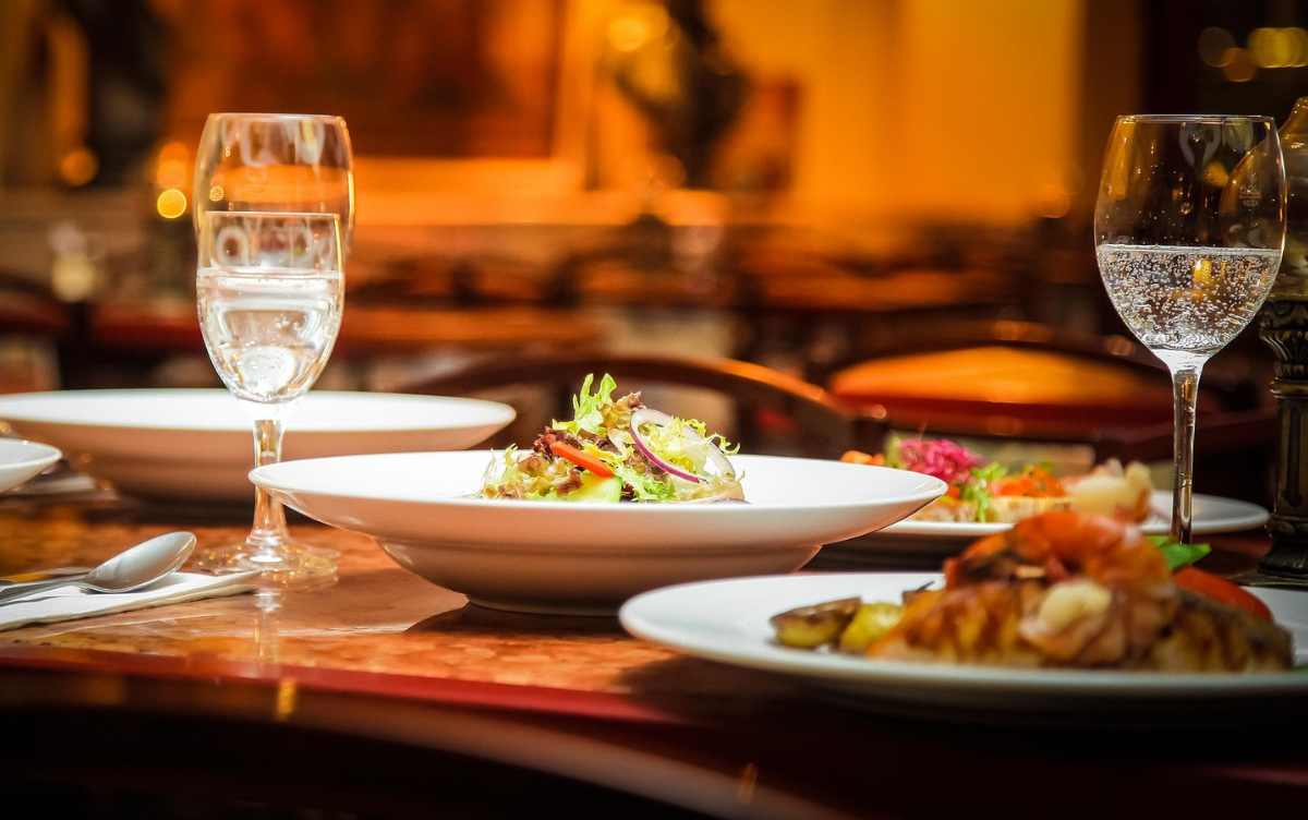 Healthy salad served in a restaurant